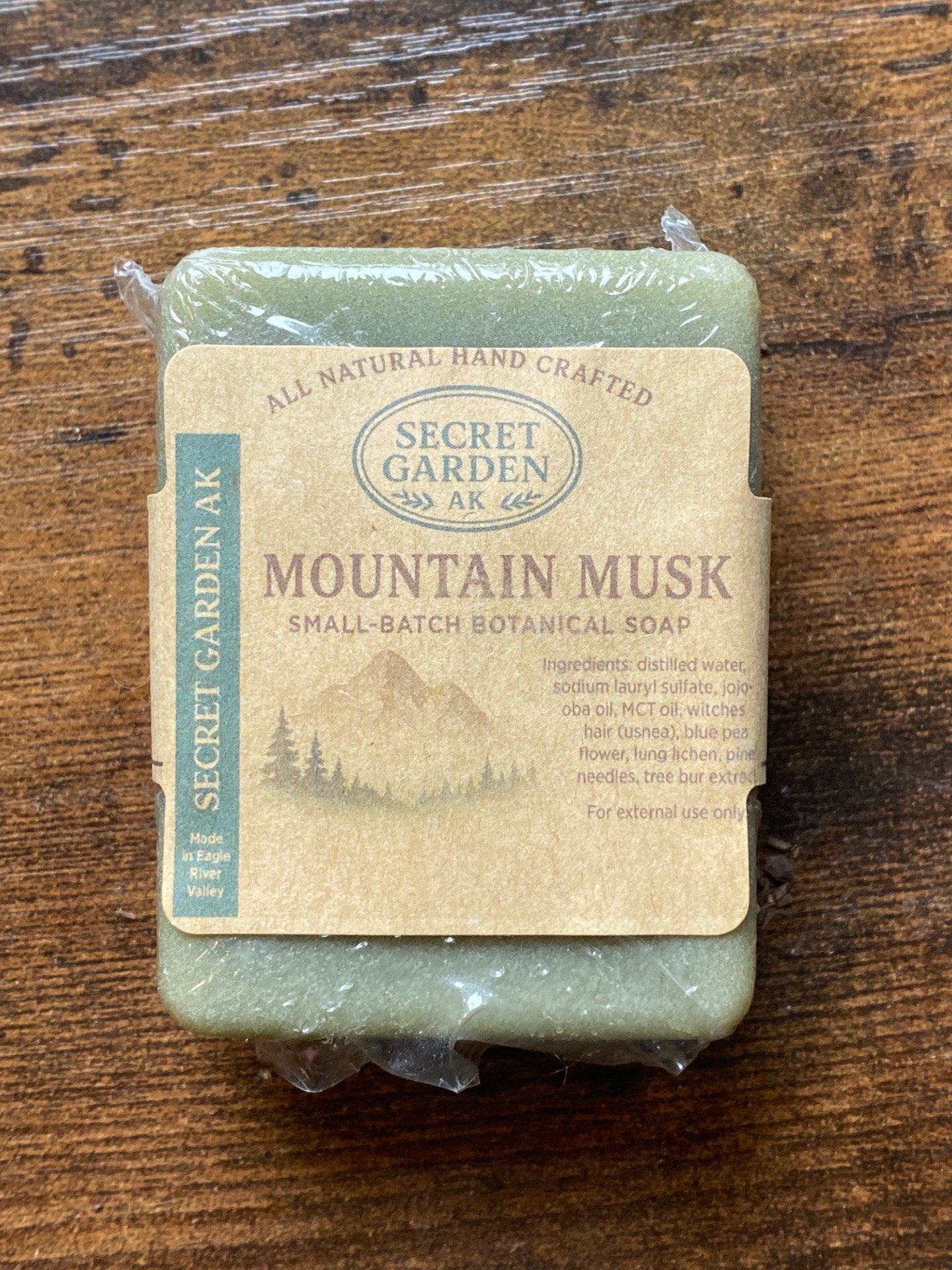Secret Garden soap photographed on wood